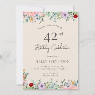 Invitation Fleur Sauvage Rustique Bohème 42ème Anniversaire S