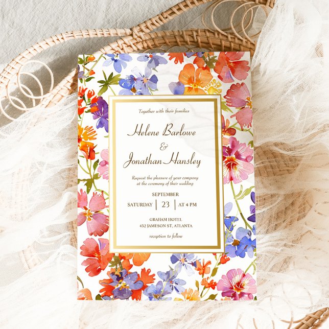 Invitation Fleur sauvage Rustique Boho Floral Élégant Mariage (Wildflower Rustic Boho Floral Elegant Wedding Invitation)
