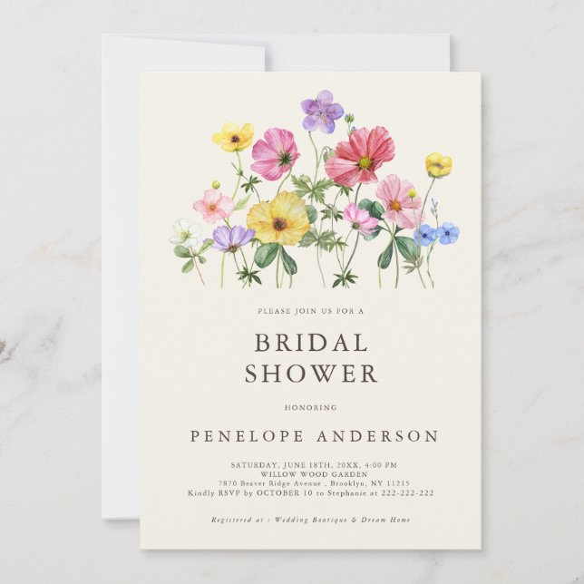 Invitation Fleur sauvage Rustique Chic Floral Boho C Fête des (Devant)