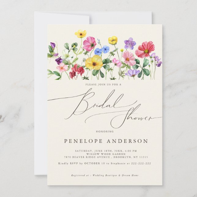 Invitation Fleur sauvage Rustique Chic Floral Boho C Fête des (Devant)