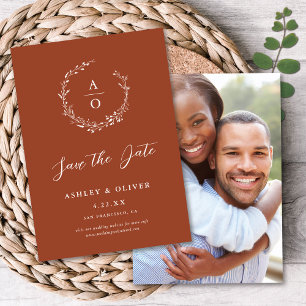 Invitation Fleur sauvage Rustique En Terracotta + Photo Enreg