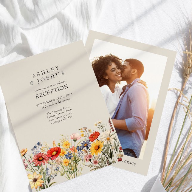 Invitation Fleur sauvage Rustique Floral Photo Réception de m (Photo Wedding Reception Only Invitation from my Rustic Wildflower Wedding Collection
)