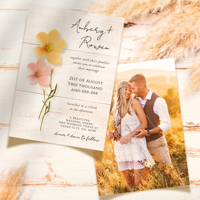 Invitation Fleur sauvage rustique habillé Boho Mariage photo (Créateur téléchargé)