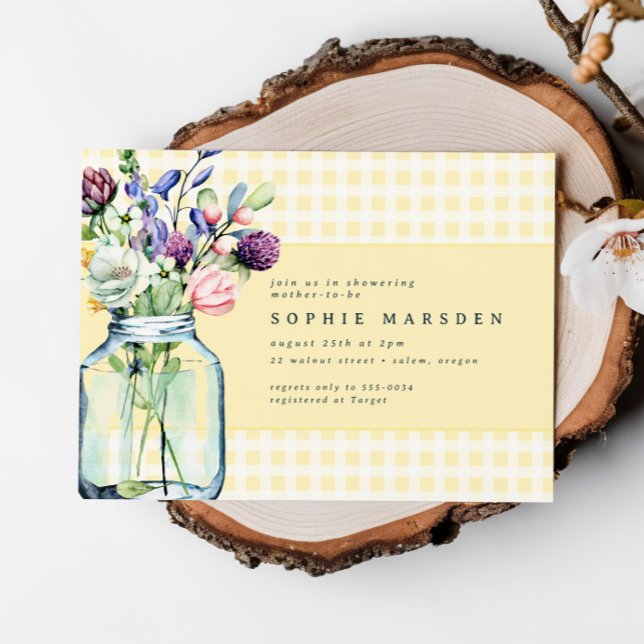 Invitation Fleur sauvage rustique Mason Jar Baby shower de pi (Créateur téléchargé)