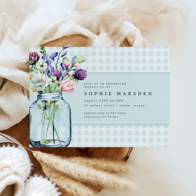 Invitation Fleur sauvage rustique Mason Jar Baby shower de pi (Créateur téléchargé)