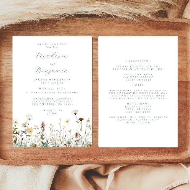 Invitation Fleur sauvage rustique tout en un Mariage (Créateur téléchargé)