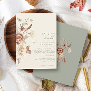 Invitation Fleur sauvage Sage Floral Aquarelle Mariage dans