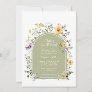 Invitation Fleur sauvage Sage Green Baby dans le Baby shower 