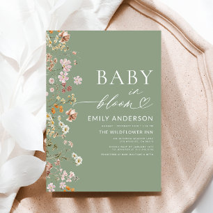 Invitation Fleur sauvage Sage Green Baby dans le Baby shower