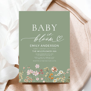 Invitation Fleur sauvage Sage Green Baby dans le Baby shower