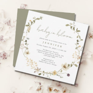 Invitation Fleur sauvage Sage Green Baby dans le Baby shower