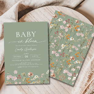 Invitation Fleur sauvage Sage Green Baby dans le Baby shower