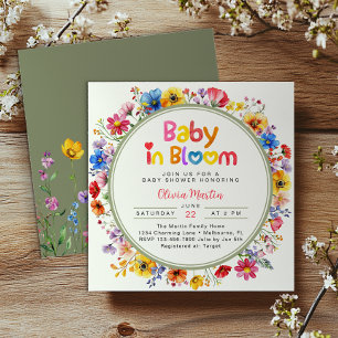 Invitation Fleur sauvage Sage Green Baby dans le Baby shower