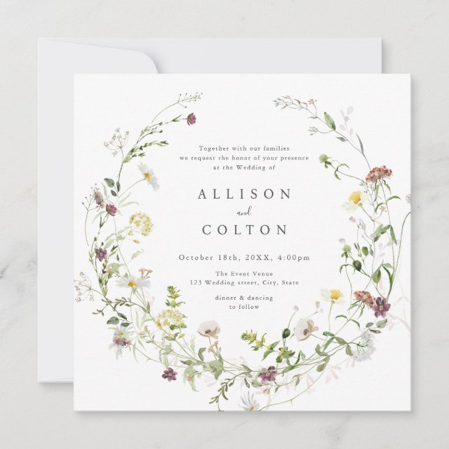 Invitation Fleur sauvage Sage Green Rustic Boho Mariage (Devant)
