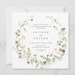 Invitation Fleur sauvage Sage Green Rustic Boho Mariage