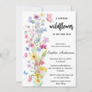 Invitation Fleur sauvage simple Boho Floral Neutral Baby show
