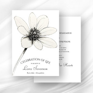 Invitation Fleur sauvage Sketch Célébration de la vie