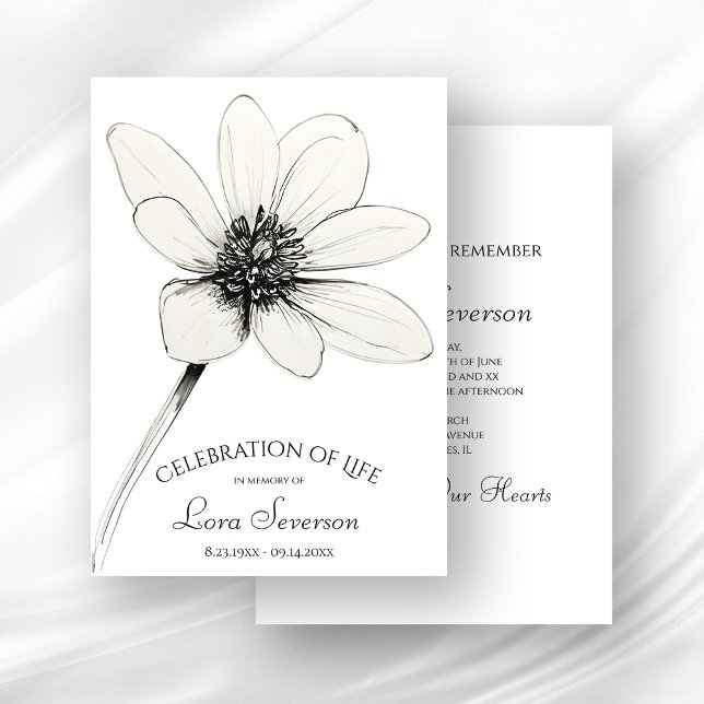 Invitation Fleur sauvage Sketch Célébration de la vie (Créateur téléchargé)