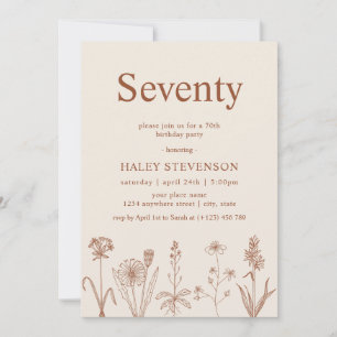 Invitation Fleur sauvage Soixante-dix Beige Terracotta 70e an