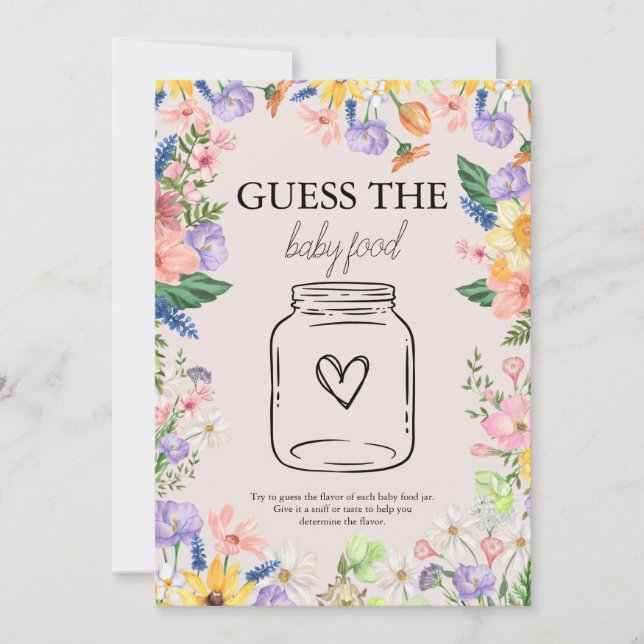 Invitation Fleur sauvage Spring Guess the Baby Food Game Card (Devant)