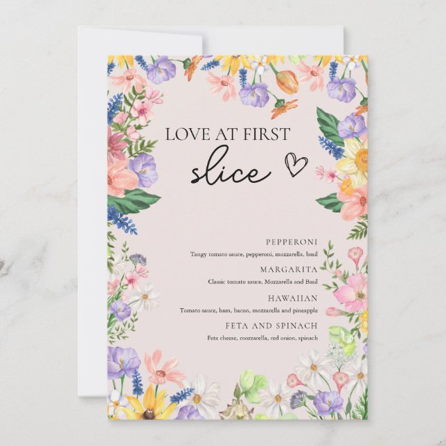 Invitation Fleur sauvage Spring Love at First Slice Pizza Car (Devant)