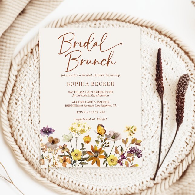 Invitation Fleur sauvage Terracotta & Cream Boho Bridal Brunc (Créateur téléchargé)