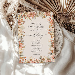 Invitation Fleur sauvage Terracotta Floral Aquarelle Mariage