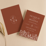 Invitation Fleur sauvage Terracotta Minimaliste Mariage Monog<br><div class="desc">Fleur sauvage Terracotta Minimaliste Mariage Monogram Invitation. Personnalisez facilement en remplaçant chaque info. Vérifiez l'aperçu avant d'ajouter au panier.</div>