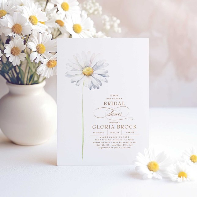 Invitation Fleur sauvage Thème White Daisy Flower Fête des ma (Wildflowers Themed Daisy Inspired Bridal Shower Invitations)