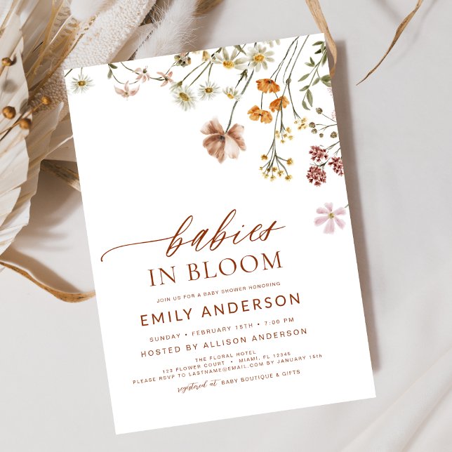 Invitation Fleur sauvage Twins Baby in Bloom Baby shower (Créateur téléchargé)