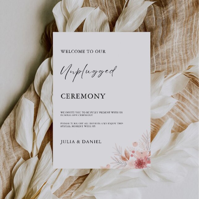 Invitation Fleur sauvage Unplugged Ceremony Mariage Sign, (Wildflower Unplugged Ceremony Wedding Sign, Invitation)