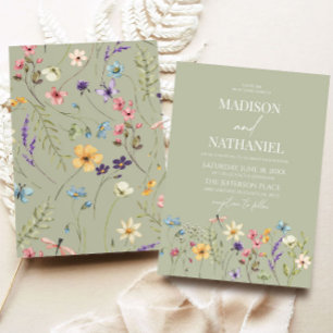 Invitation Fleur sauvage vert Fleur Fleur Fleur Fleur Floral 