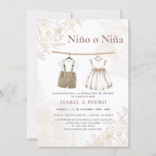 Invitation Fleur sauvage Vêtements de bébé espagnol Révélatio