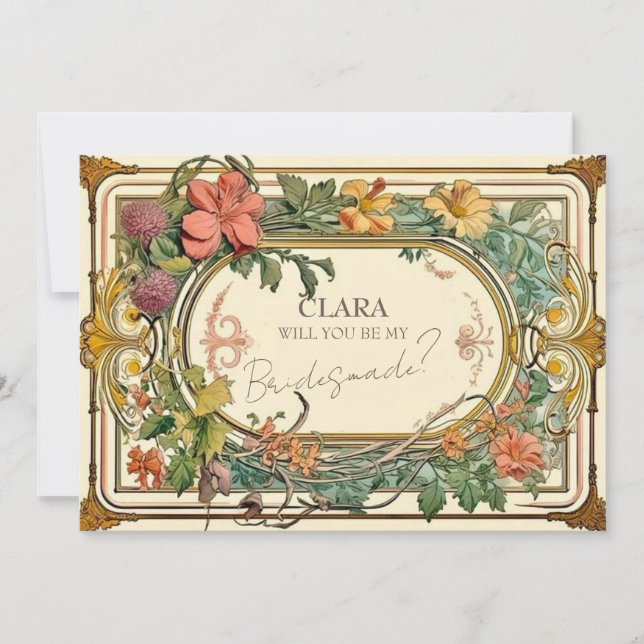 Invitation Fleur sauvage Victorian Ornate Bordure Mariage Bri (Devant)