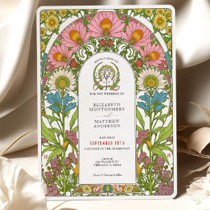Invitation Fleur sauvage vintage Art Nouveau Mariage