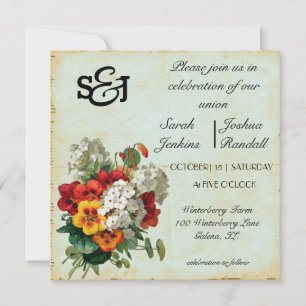 Invitation Fleur sauvage vintage Bouquet