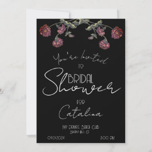 Invitation Fleur sauvage vintage Fête des mariées Black Rose