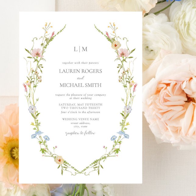 Invitation Fleur sauvage vintage Jardin Monogramme Mariage (Wedding Invitation!)