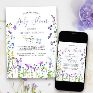 Invitation Fleur sauvage violet Baby shower Dainty Floral