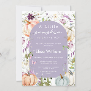 Invitation Fleur sauvage violet Citrouille Baby shower Garden