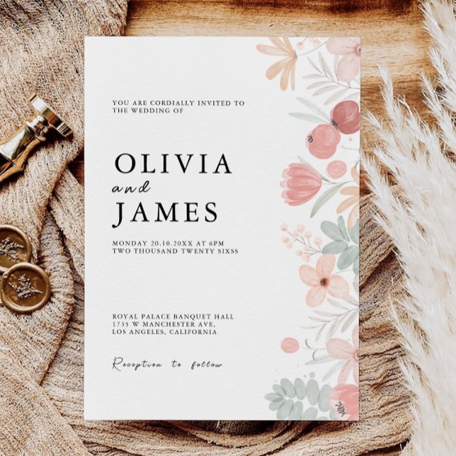 Invitation Fleur sauvage Wedding invite Modèle (Wildflower Wedding Invites Template)