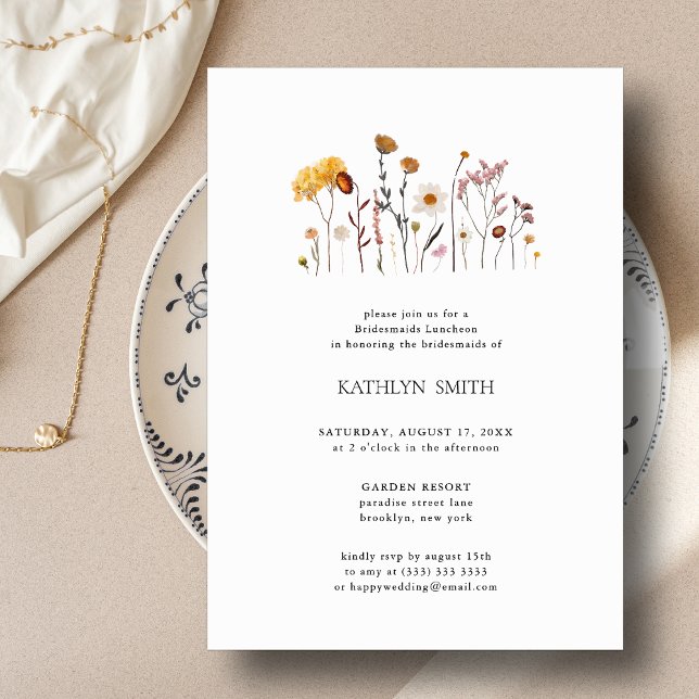 Invitation Fleur sauvage Whimsical Boho Bridesmaids Déjeuner (Créateur téléchargé)