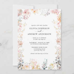 Invitation Fleur sauvage Whimsical Elégant Floral Mariage mod