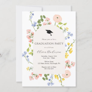 Invitation Fleur sauvage Whimsical Floral Graduation Party