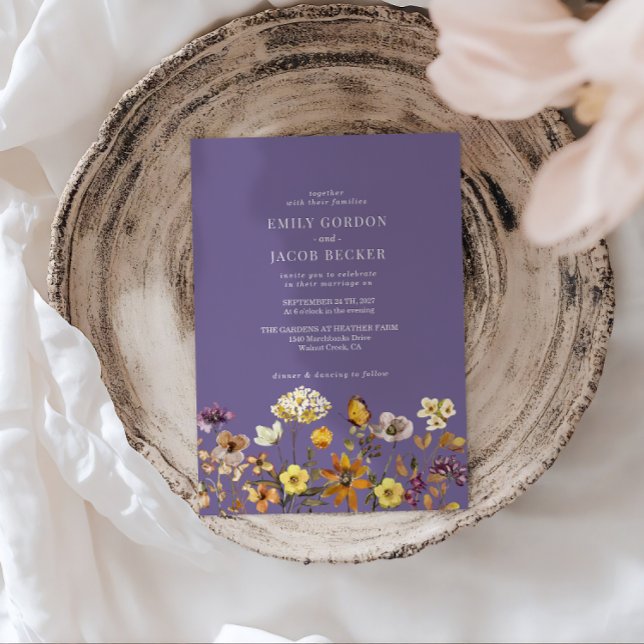 Invitation Fleur sauvage Whimsical Lavender Boho Mariage (Créateur téléchargé)