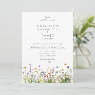 Invitation Fleur sauvage Whimsical Papillons Mariage