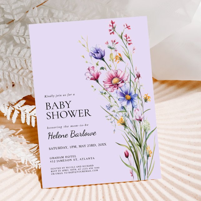 Invitation Fleur sauvage Whimsical Rustic Boho Baby shower (Whimsical Wildflower Rustic Boho Baby Shower Invitation)