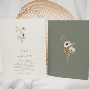 Invitation Fleur sauvage Whimsical simple   Mariage ivoire