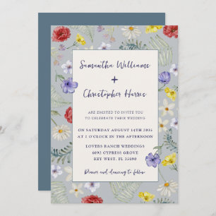 Invitation Fleur sauvage Whimsy Dusty Blue Mariage