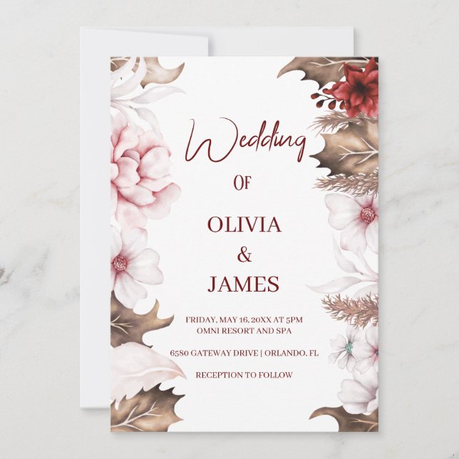 Invitation Fleur sauvage Whispers : Un Mariage Boho élégant (Devant)